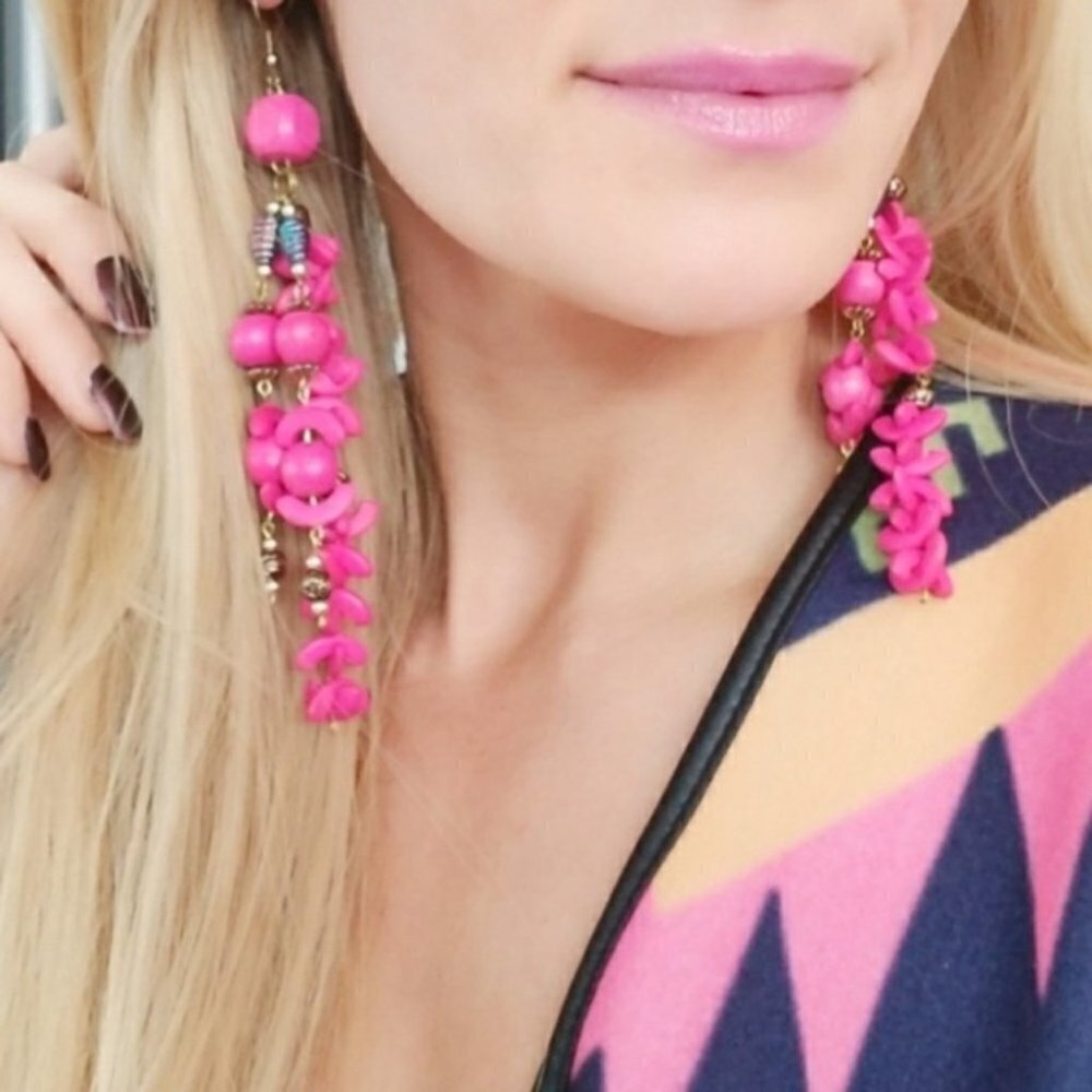 HOT PINK COCONUT SHELL EARRINGS